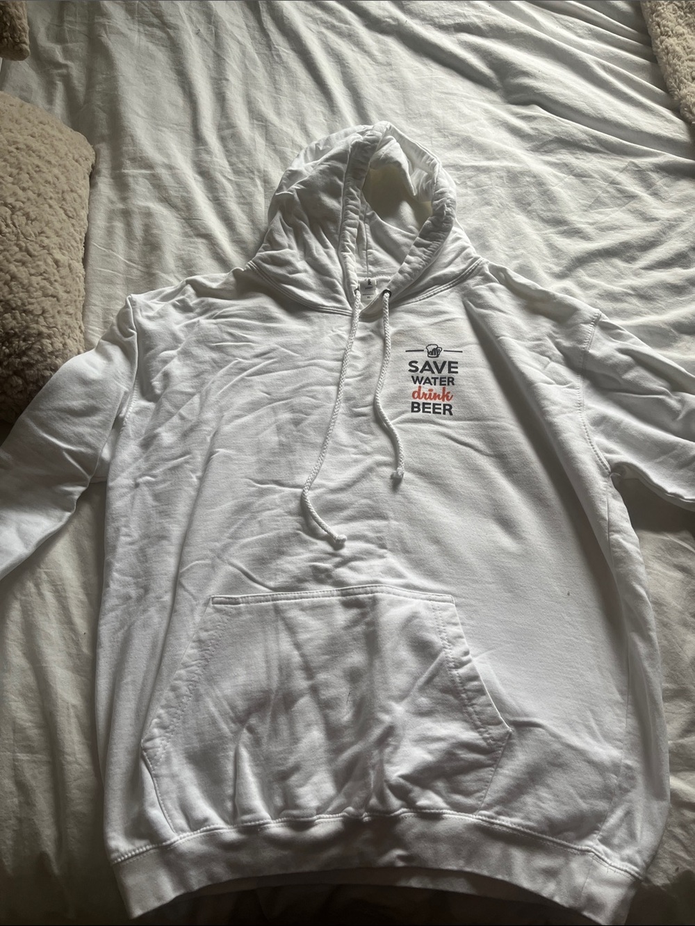 White 'Save Water Drink Beer' Pullover Hoodie